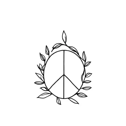 peace sign and olive branch tattoo design idea