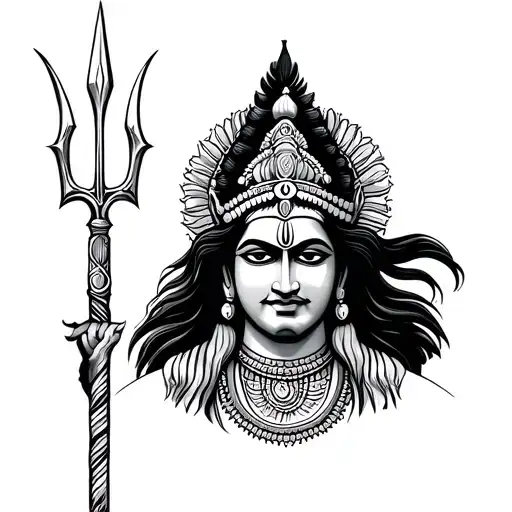 Indian god vishnu & shiva trident tattoo design idea