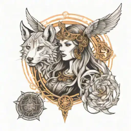 freya norse goddes tattoo design idea
