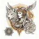 freya norse goddes tattoo design idea
