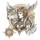 freya norse goddes tattoo design idea