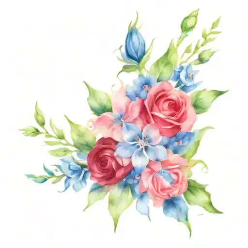 Larkspur And Rose tattoo design idea