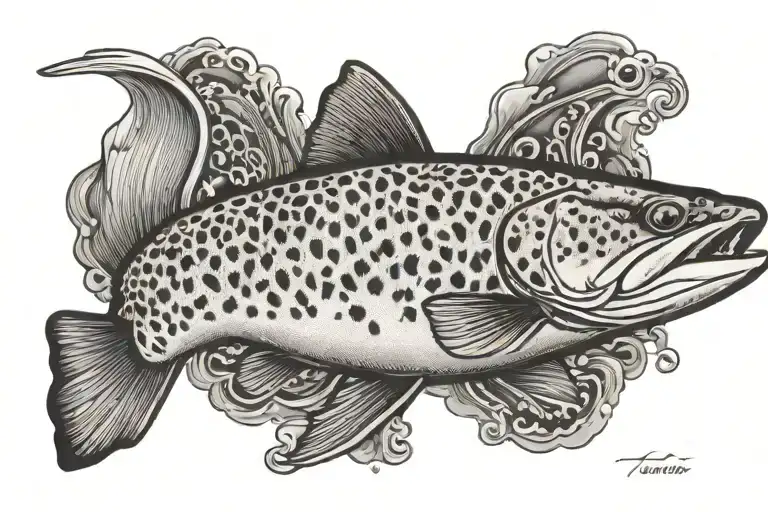 one Brown Trout seen from above  tattoo design idea