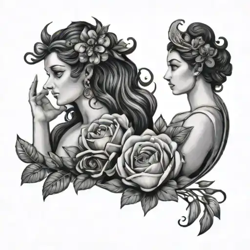 persephone and hades pomogranate tattoo design idea