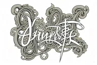 Cursive lettering with gothic shading and effects that says the word "CHINESE" with design tattoo design idea