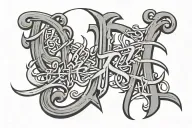 Cursive lettering with gothic shading and effects that says the word "CHINESE" with design tattoo design idea