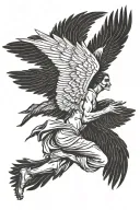 Icarus falling with wings spread from top to bottom tattoo design idea