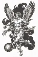 Icarus falling with wings spread from top to bottom tattoo design idea