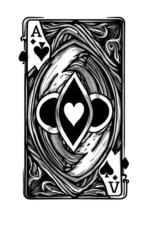 pair of playing cards Ace and 3 of hearts. tattoo design idea