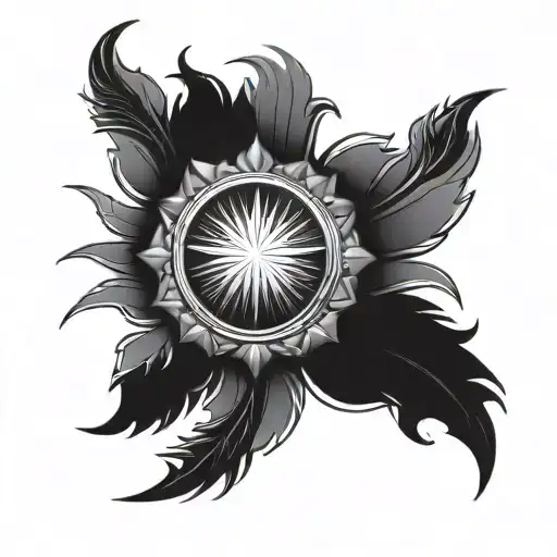 honour wreath / light rays coming tattoo design idea