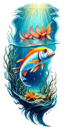 ocean floor tattoo design idea