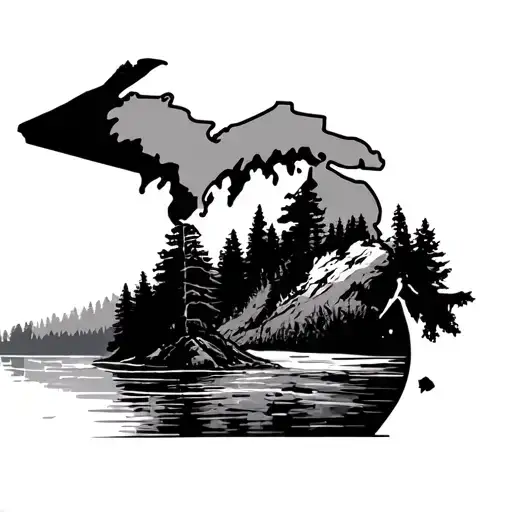 State Of Michigan landscape tattoo design idea