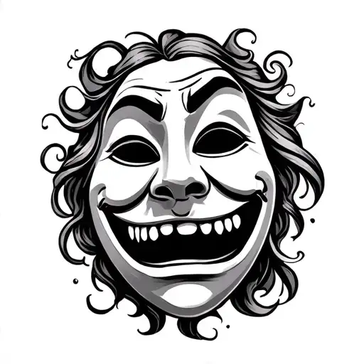 Sad And Happy Mask tattoo design idea