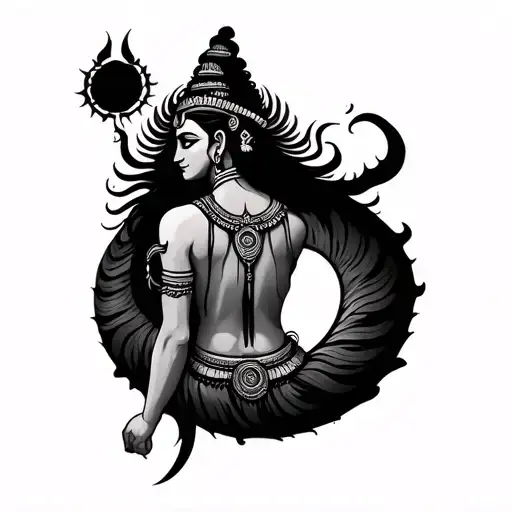 natraj tatto on back with shiva mantra spiral wrap tattoo design idea