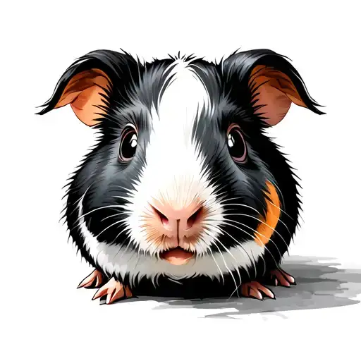 Cartoony cute american guinea pig face water color tattoo design idea