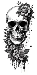 skull soft shading incorporating elements tattoo design idea