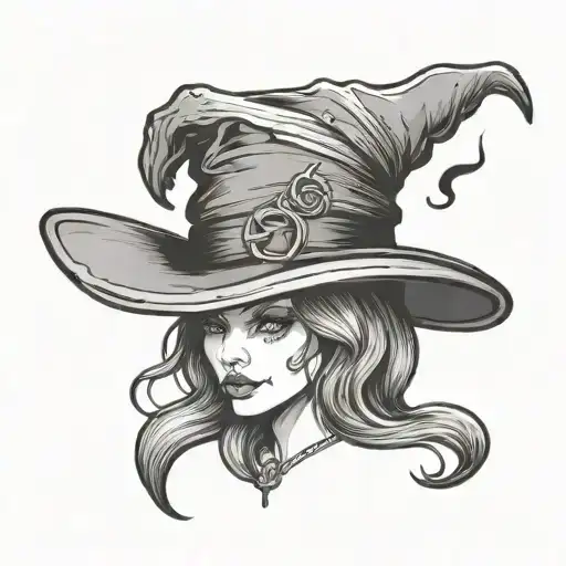 girly witch hat tattoo design idea