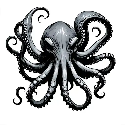 demon octopus cthulhu hand simple outline only tattoo design idea