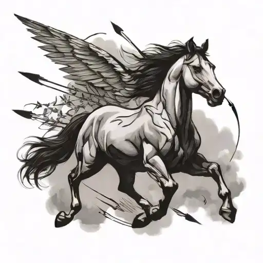 Wild horse running with crossed arrows tattoo design idea