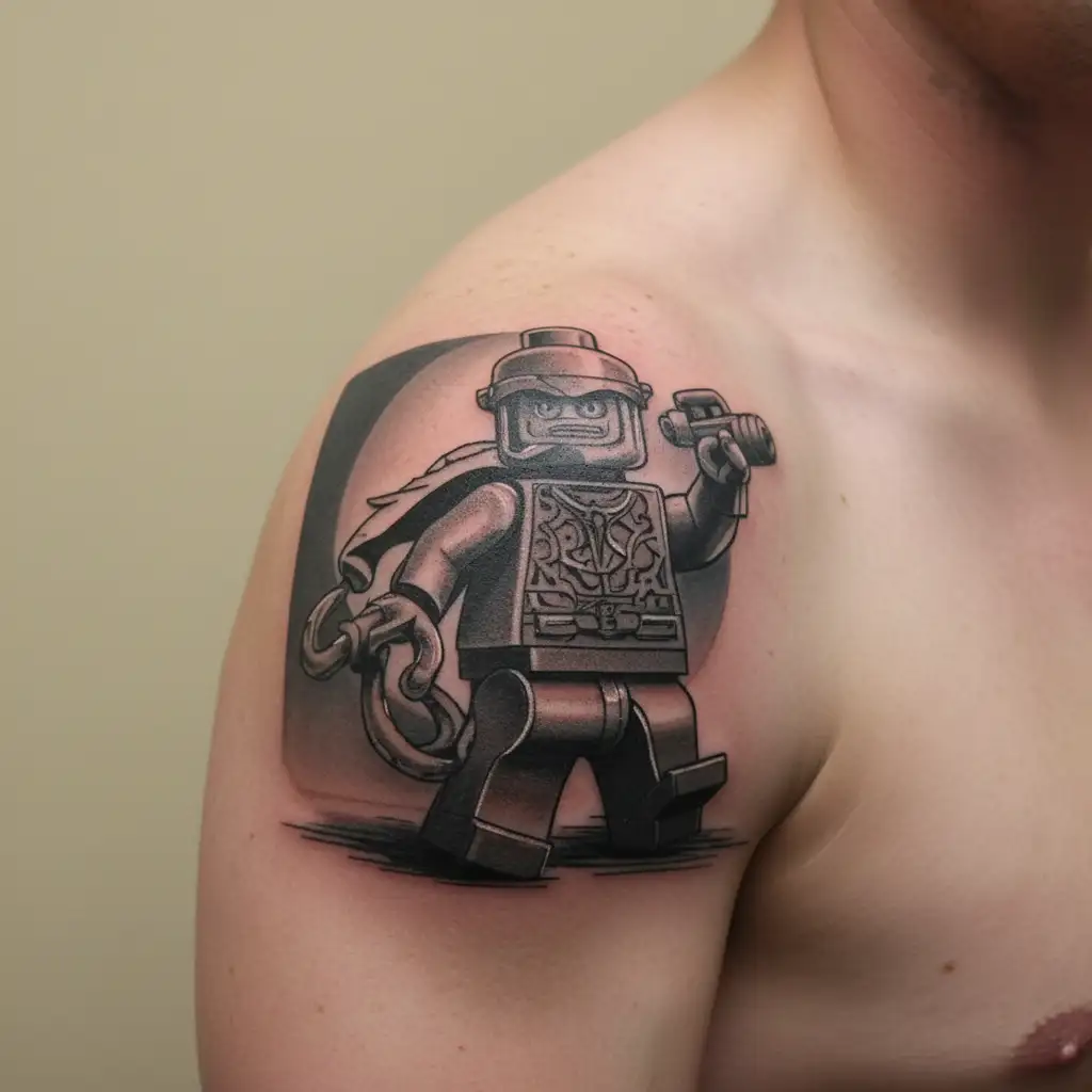 lego man tattoo design idea