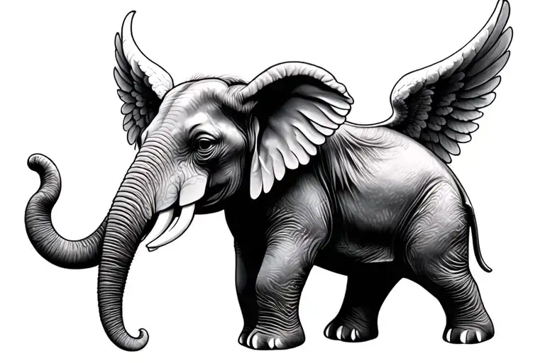 Angel Elephant tattoo design idea