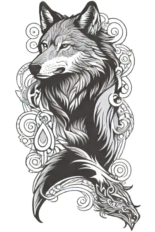 wolf Jewish tattoo design idea