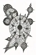 vegvisir in a modern design featuring web of wyrd made from sticks tattoo design idea