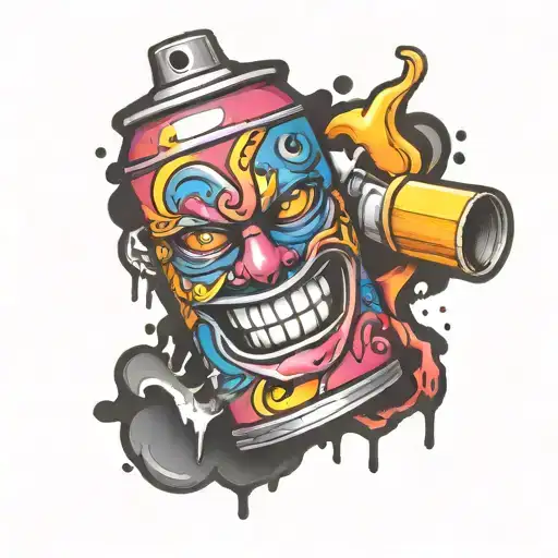 spray can with face tattoo design idea