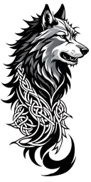 Celtic wolf surrounded tattoo design idea
