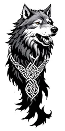 Celtic wolf surrounded tattoo design idea
