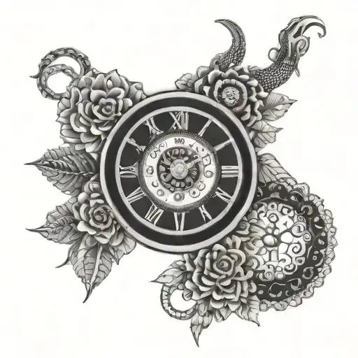 Mandala style japanese style with watch inside mandala and snake outside tattoo design idea