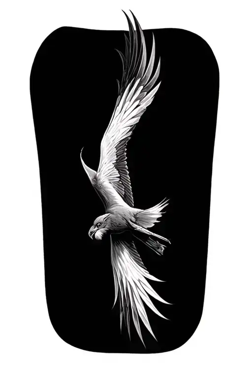 mythical bird flying vertically up not too wide  tattoo design idea