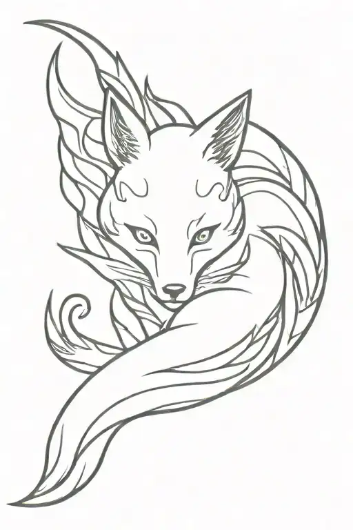 nine tailed fox tattoo design idea