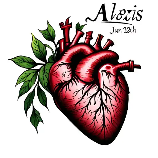 "Alexis Jun2 28th" Heart shape tattoo design idea