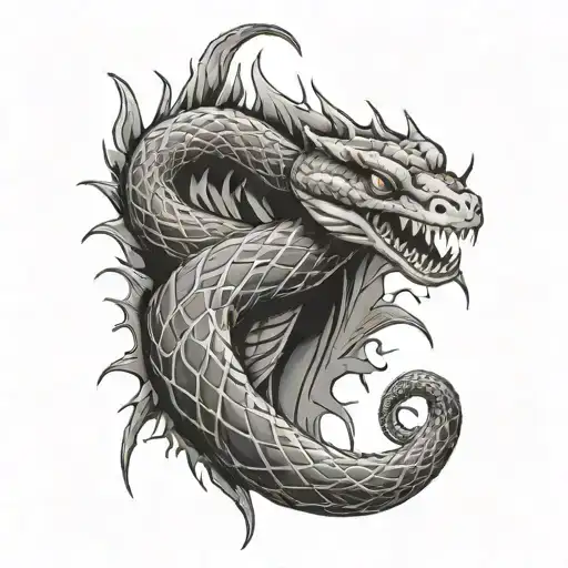 full body snake with spikes coming out of it simplistic tattoo design idea