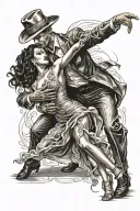 Realistic chicano style tango dancers tattoo design idea