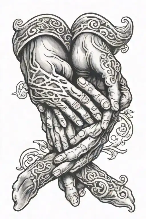 Loving memory of Dad holding hands tattoo design idea