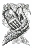 Loving memory of Dad holding hands tattoo design idea