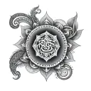 Vishnu Sudharshan Chakra Symbols tattoo design idea