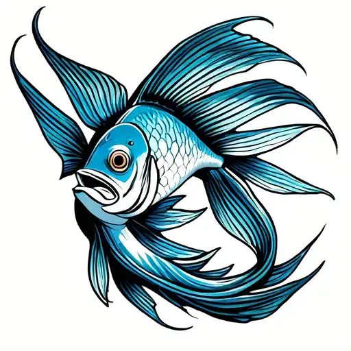 The fish should be formed using clean, symmetrical linework, keeping the traditional Ichthys shape.Instead of a regula tattoo design idea