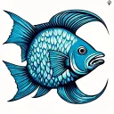 The fish should be formed using clean, symmetrical linework, keeping the traditional Ichthys shape.Instead of a regula tattoo design idea