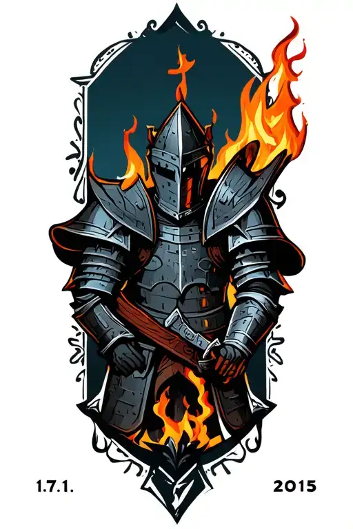 "17.11.2015" knight castles fire tattoo design idea