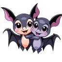 two cute disney looking female bats with big eyes that are hugging and have been best friends for years tattoo design idea