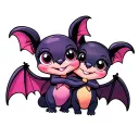 two cute disney looking female bats with big eyes that are hugging and have been best friends for years tattoo design idea