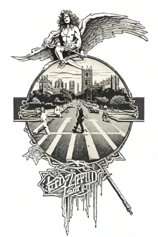 led zeppelin one album cover dark side of the moon abbey road tattoo design idea