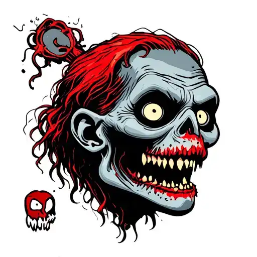 90s cartoon zombie tattoo design idea