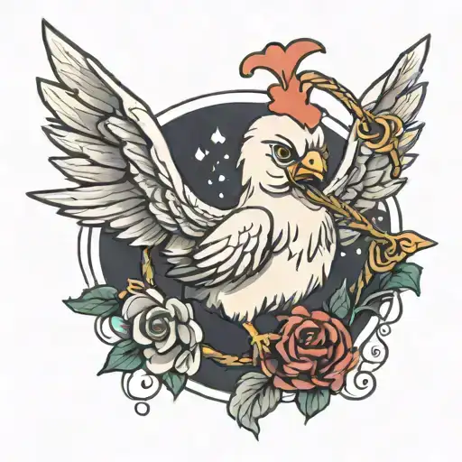 baby chicken cherub shooting a love arrow tattoo design idea