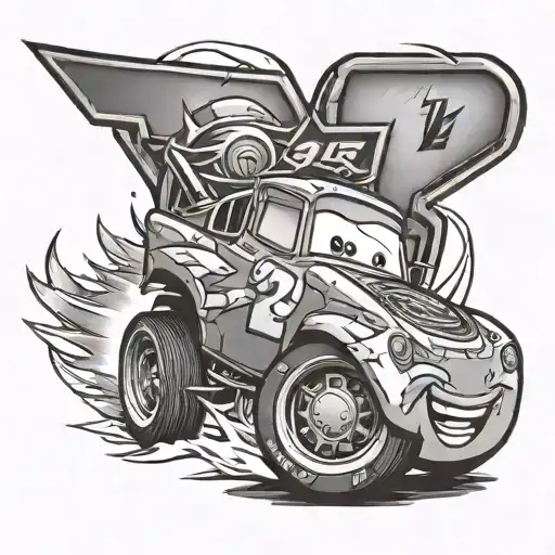 lightning mcqueen lightning symbol with the number 124 instead of 95  tattoo design idea