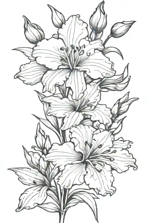 Sundrop violet gladiolus peony tattoo design idea