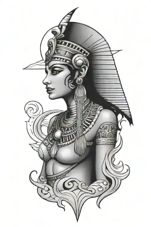 Cleopatra egyptian goddess tattoo design idea